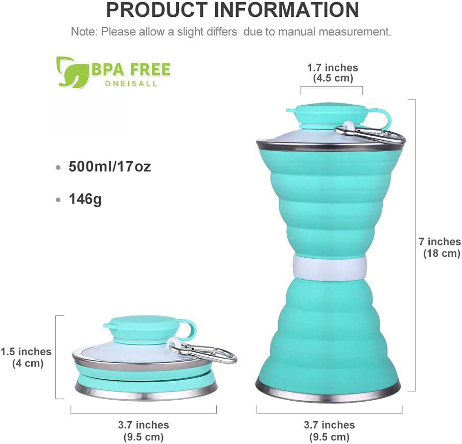 500ML Silicone Foldable Leak Proof Portable Sports Travel Water Bottles For Outdoor