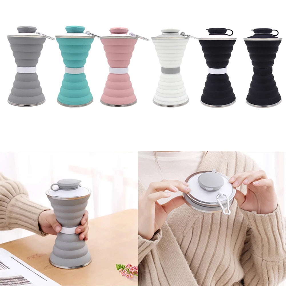 500ML Silicone Foldable Leak Proof Portable Sports Travel Water Bottles For Outdoor